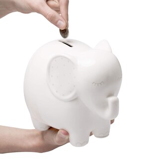Foto 4 | Banco De Elefante De Cerámica Con Forma De Pera, Neutral En Cuanto Al Género, Color Bebé, Blanco - Venta Internacional