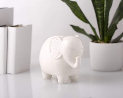 Foto 5 | Banco De Elefante De Cerámica Con Forma De Pera, Neutral En Cuanto Al Género, Color Bebé, Blanco - Venta Internacional