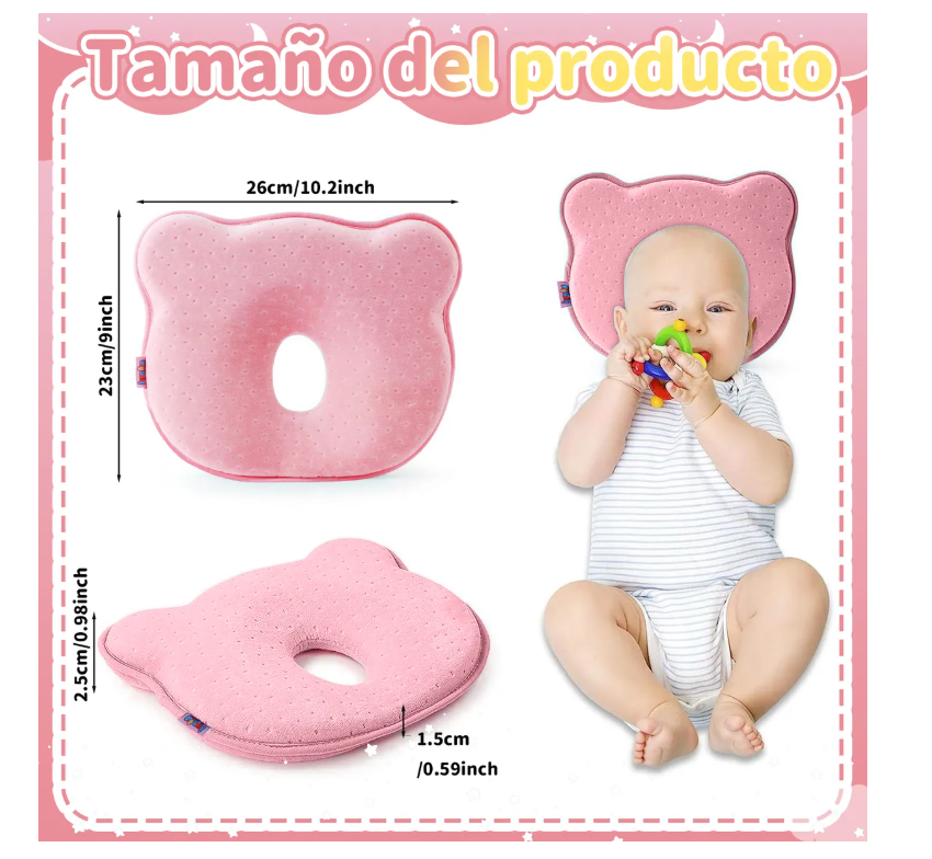 Foto 3 pulgar | Almohada para Bebé Memory Foam Prevención Cabeza Plana