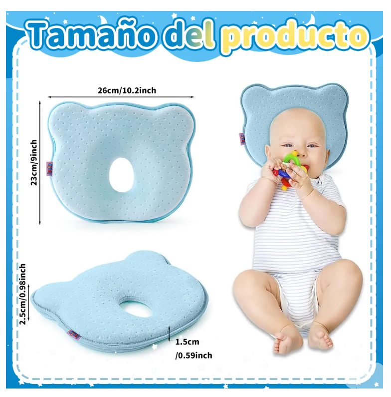 Foto 3 pulgar | Almohada para Bebé Memory Foam Prevención Cabeza Plana