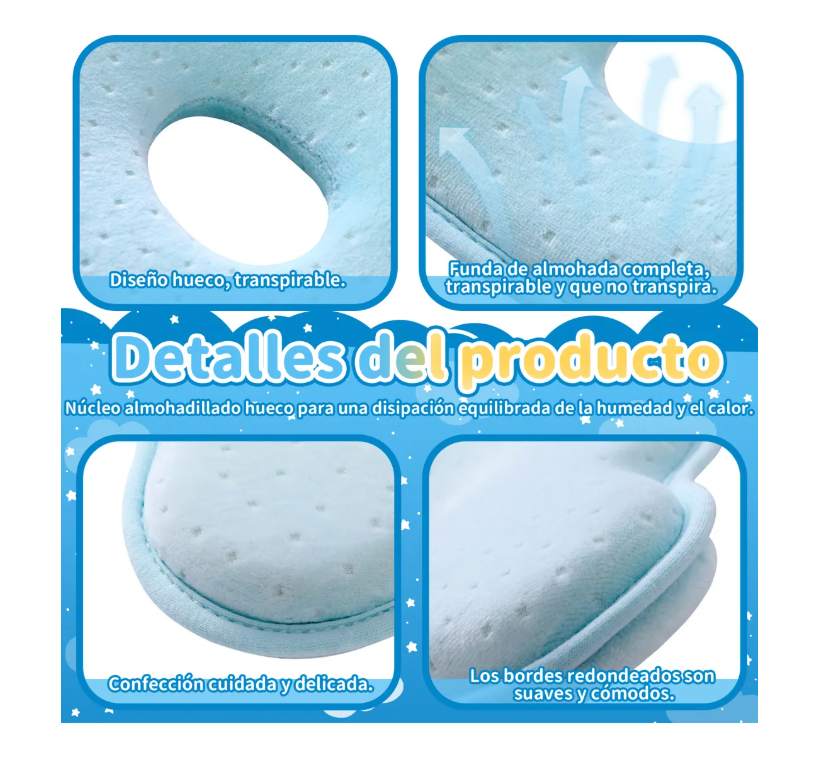 Foto 4 pulgar | Almohada para Bebé Memory Foam Prevención Cabeza Plana