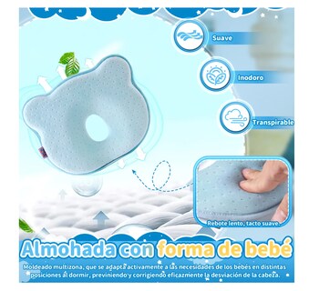 Foto 4 | Almohada para Bebé Memory Foam Prevención Cabeza Plana