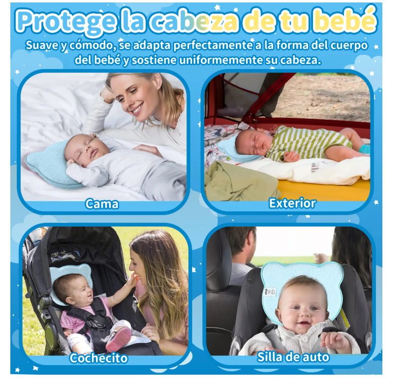 Foto 7 pulgar | Almohada para Bebé Memory Foam Prevención Cabeza Plana