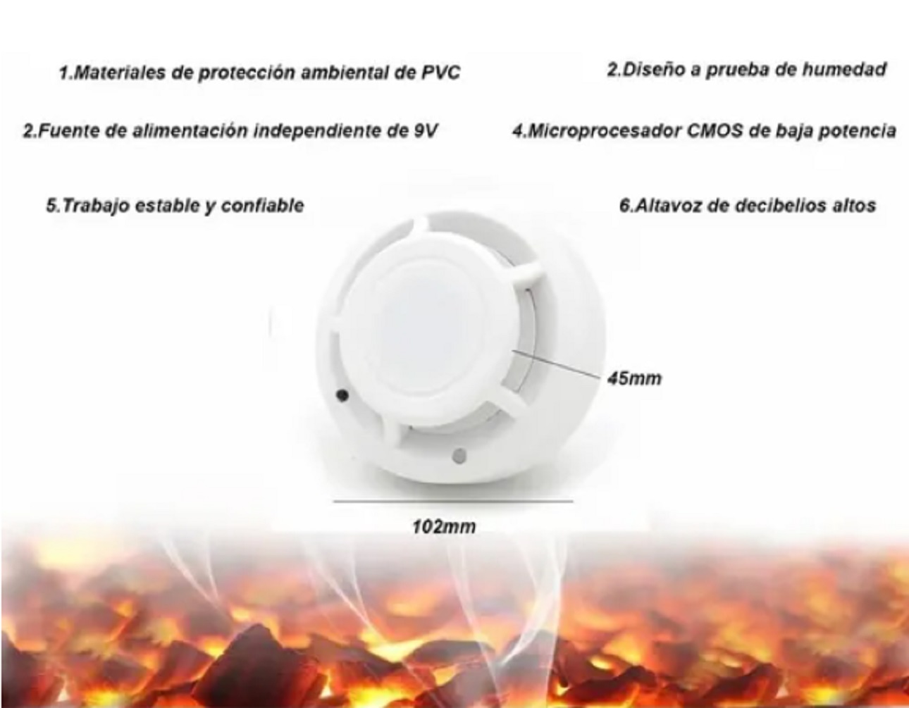 Foto 3 | Sensor para Detector de Humo Malubero Malu583 color Blanco con Sonido Propio y para Alarma