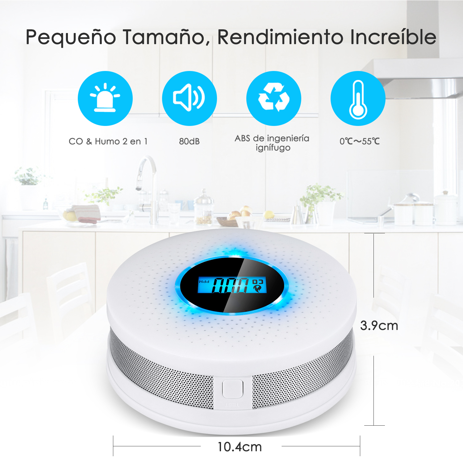 Foto 2 | Detector/alarma Humo/ Monóxido Carbono para Hogar Oficina Escuela Sangkee H100064