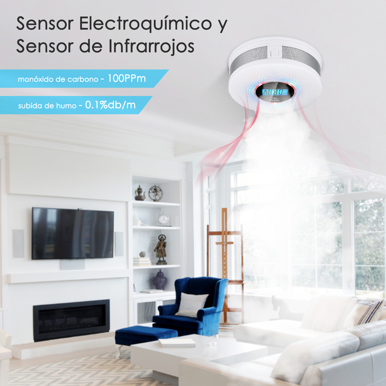 Foto 4 pulgar | Detector/alarma Humo/ Monóxido Carbono para Hogar Oficina Escuela Sangkee H100064