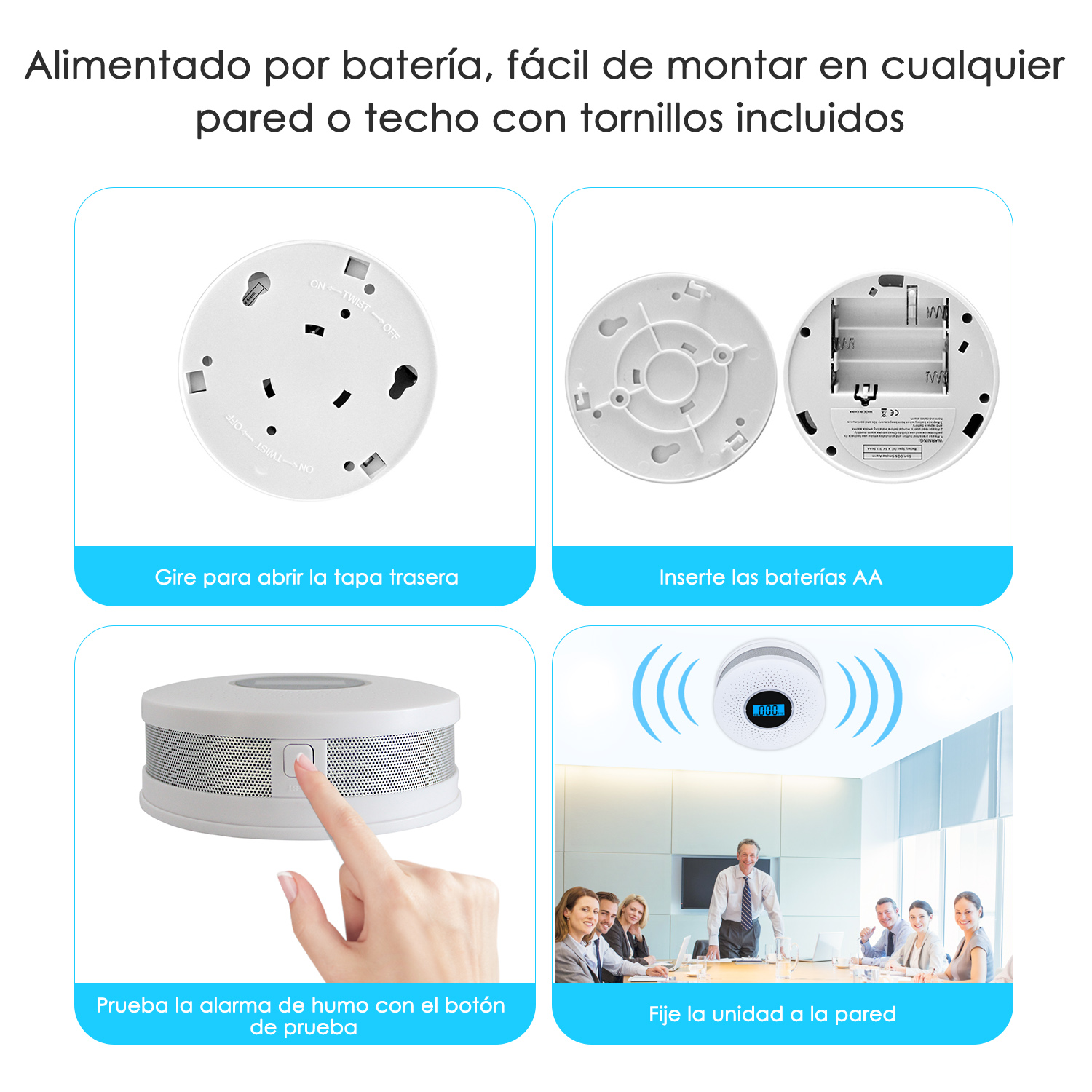 Foto 6 pulgar | Detector/alarma Humo/ Monóxido Carbono para Hogar Oficina Escuela Sangkee H100064