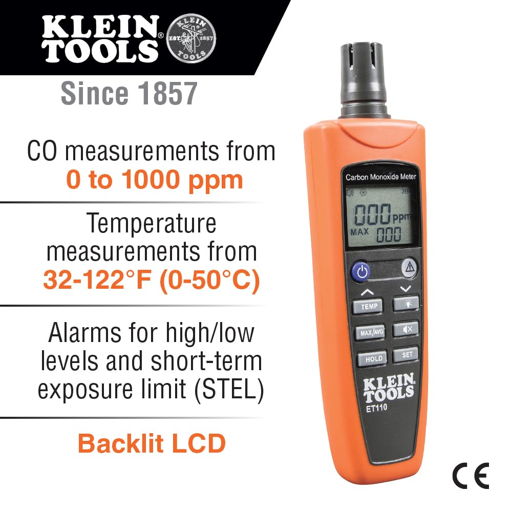 Foto 3 | Medidor De Monóxido De Carbono Klein Tools Et110 Con Alarma Y Bolsa - Venta Internacional.