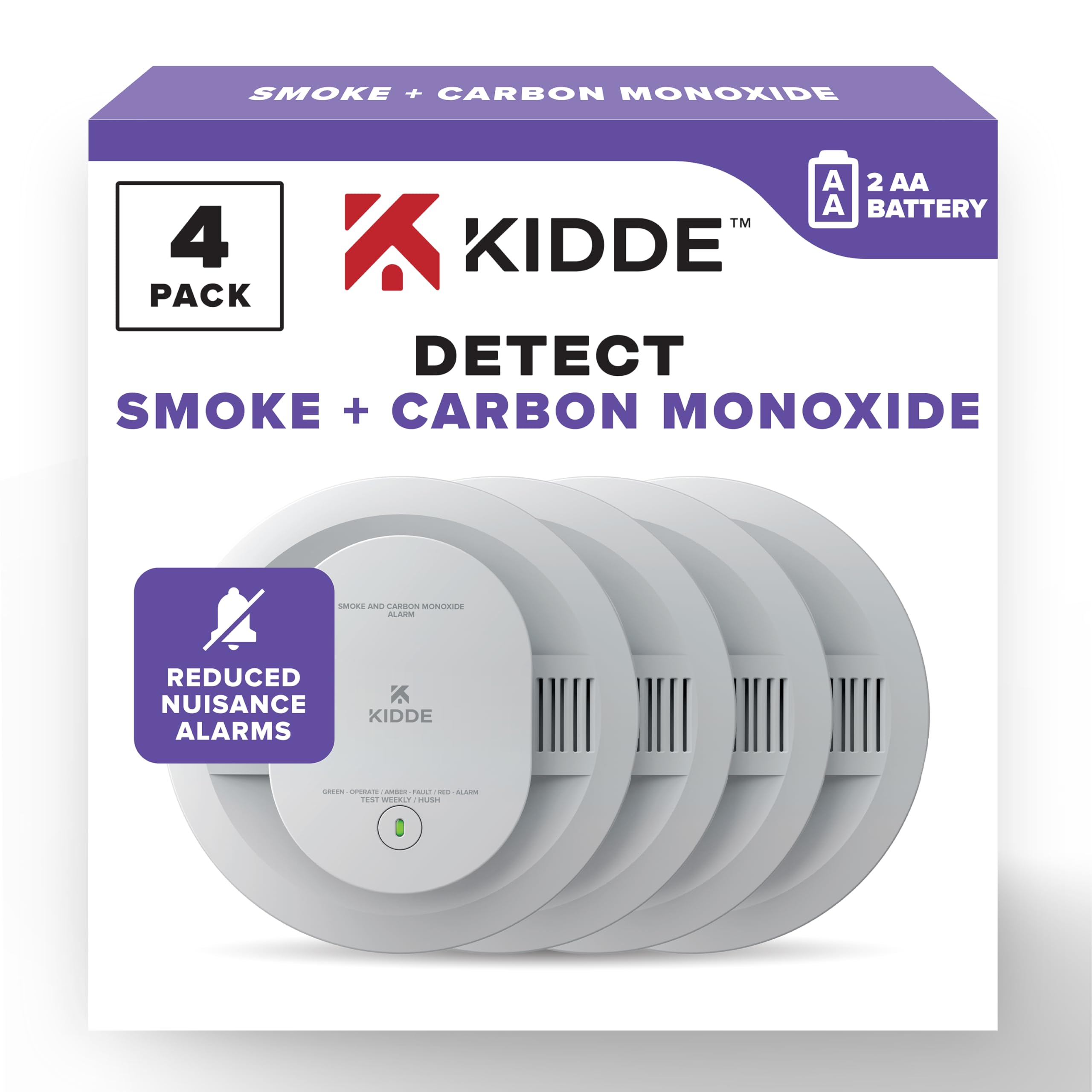 Foto 2 pulgar | Detector De Humo Y Monóxido De Carbono Kidde  Paquete De 4 Con Luz Led - Venta Internacional.