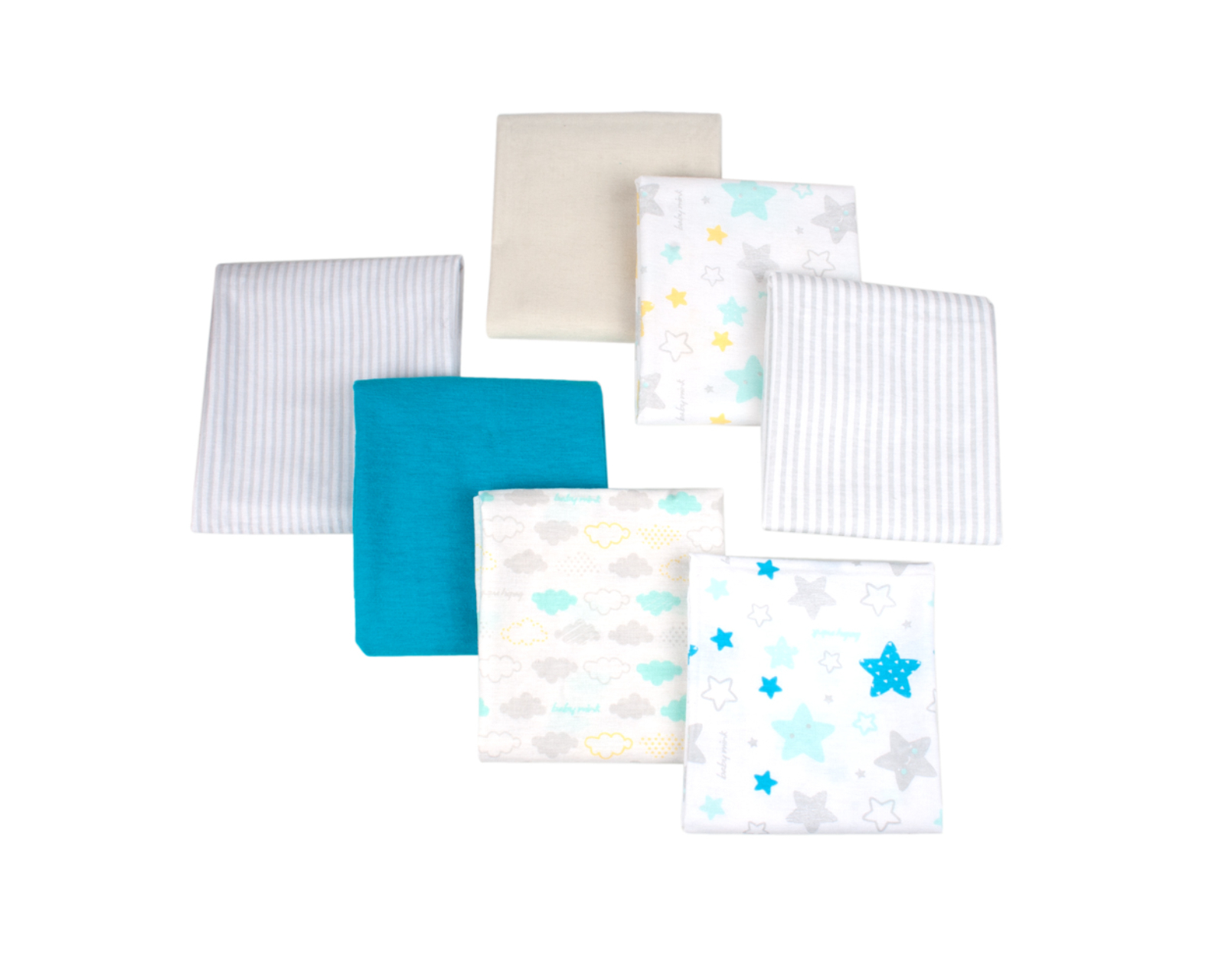 Set Sábanas para Recién Nacido Algodón Baby Mink color Azul 7 Pzas