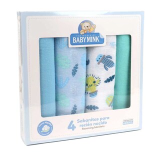 Foto 2 | Sábana Recién Nacido Baby Mink Manta 4pz Azul Turquesa