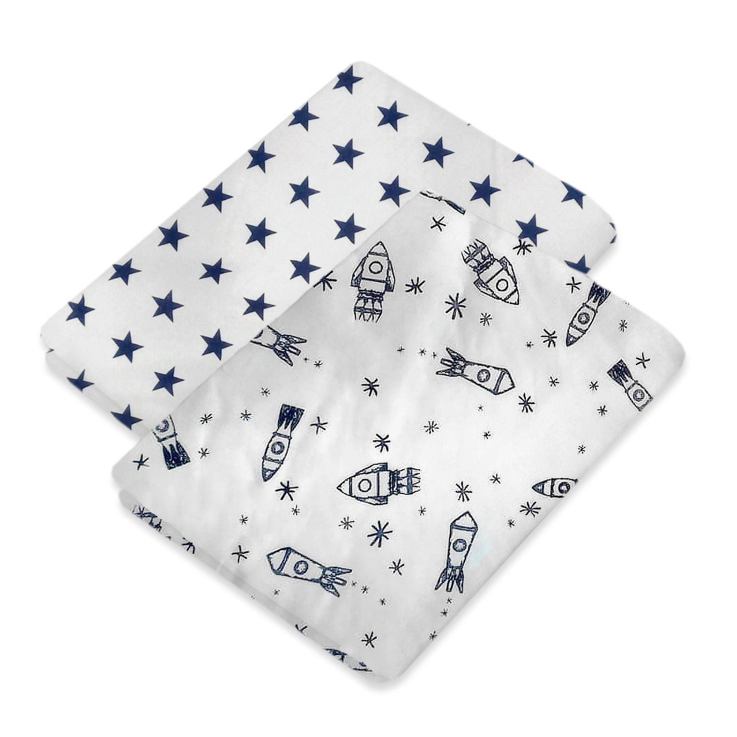 Set De 2 Sábanas De Cajón, Colecho 50x90cm Nap Baby - Cohetes/estrellas