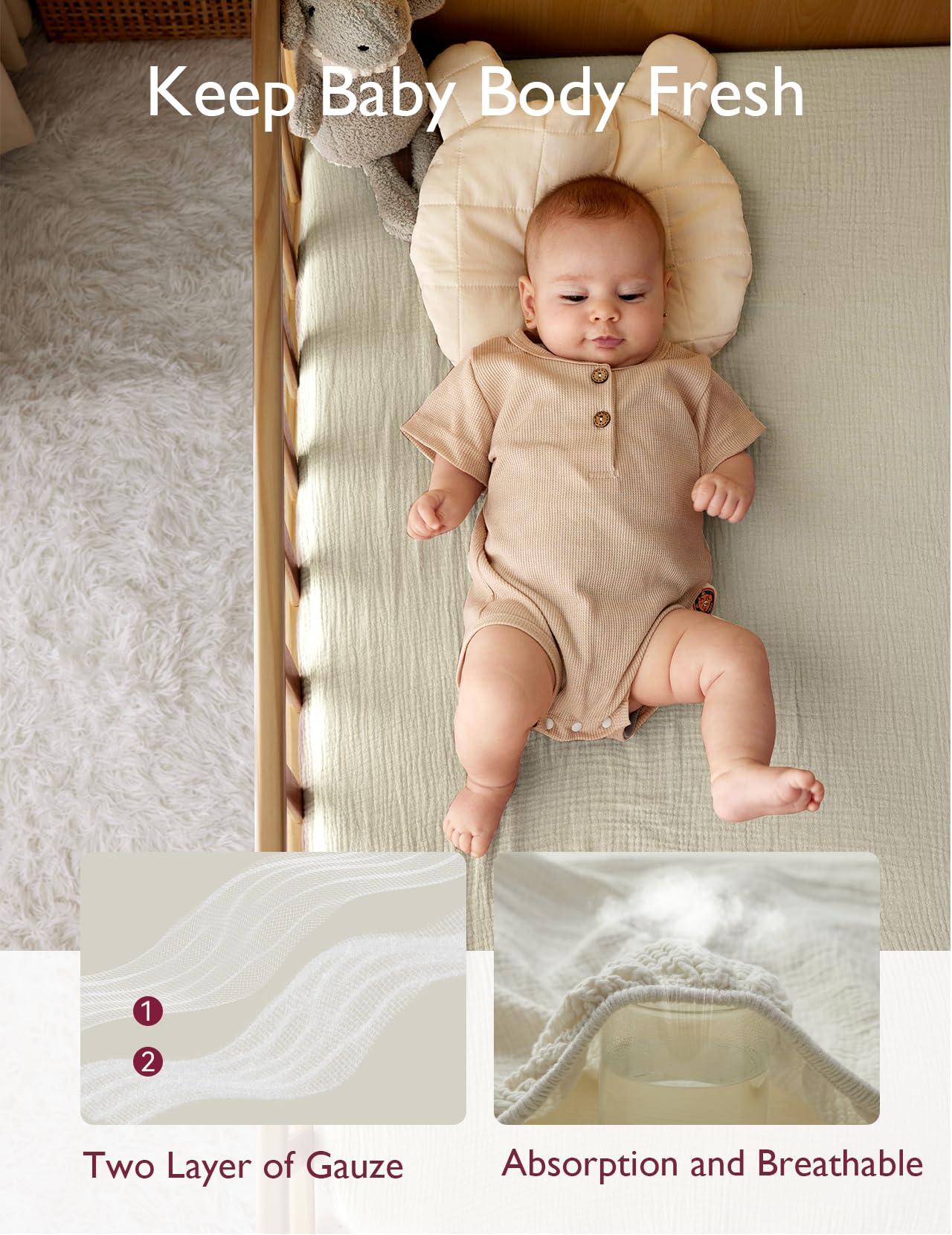 Foto 6 pulgar | Sábanas para Cuna Momcozy 2 Unidades- Venta Internacional