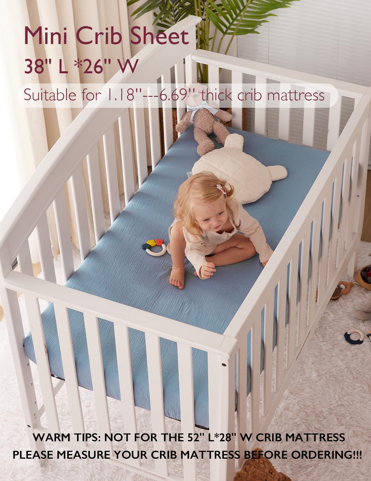 Foto 2 | Sábanas Ajustables para Cuna Momcozy Muslin 2 Unidades 38 x 26 cm Algodón - Venta Internacional