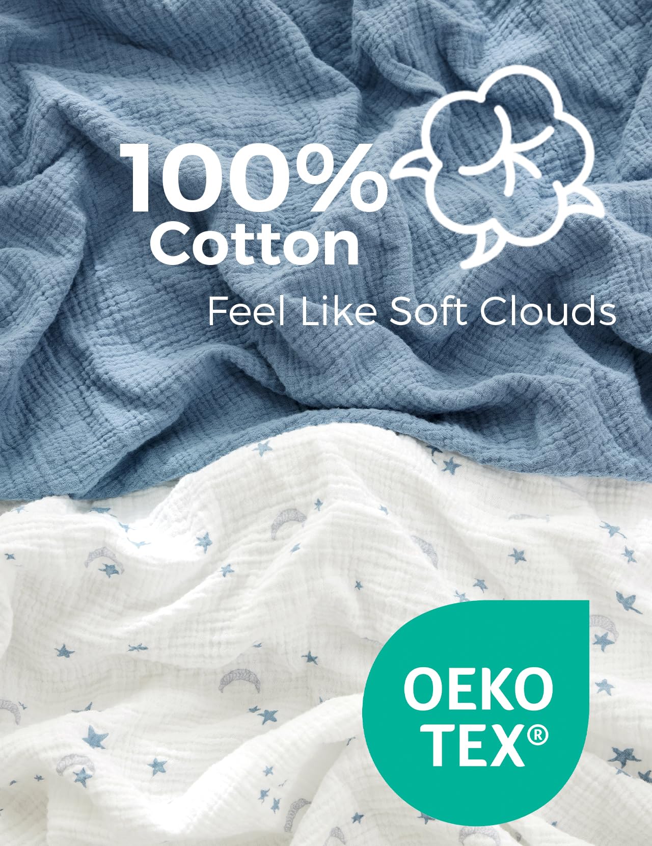 Foto 3 | Sábanas para Cuna Momcozy 2 Unidades Azules - Venta Internacional