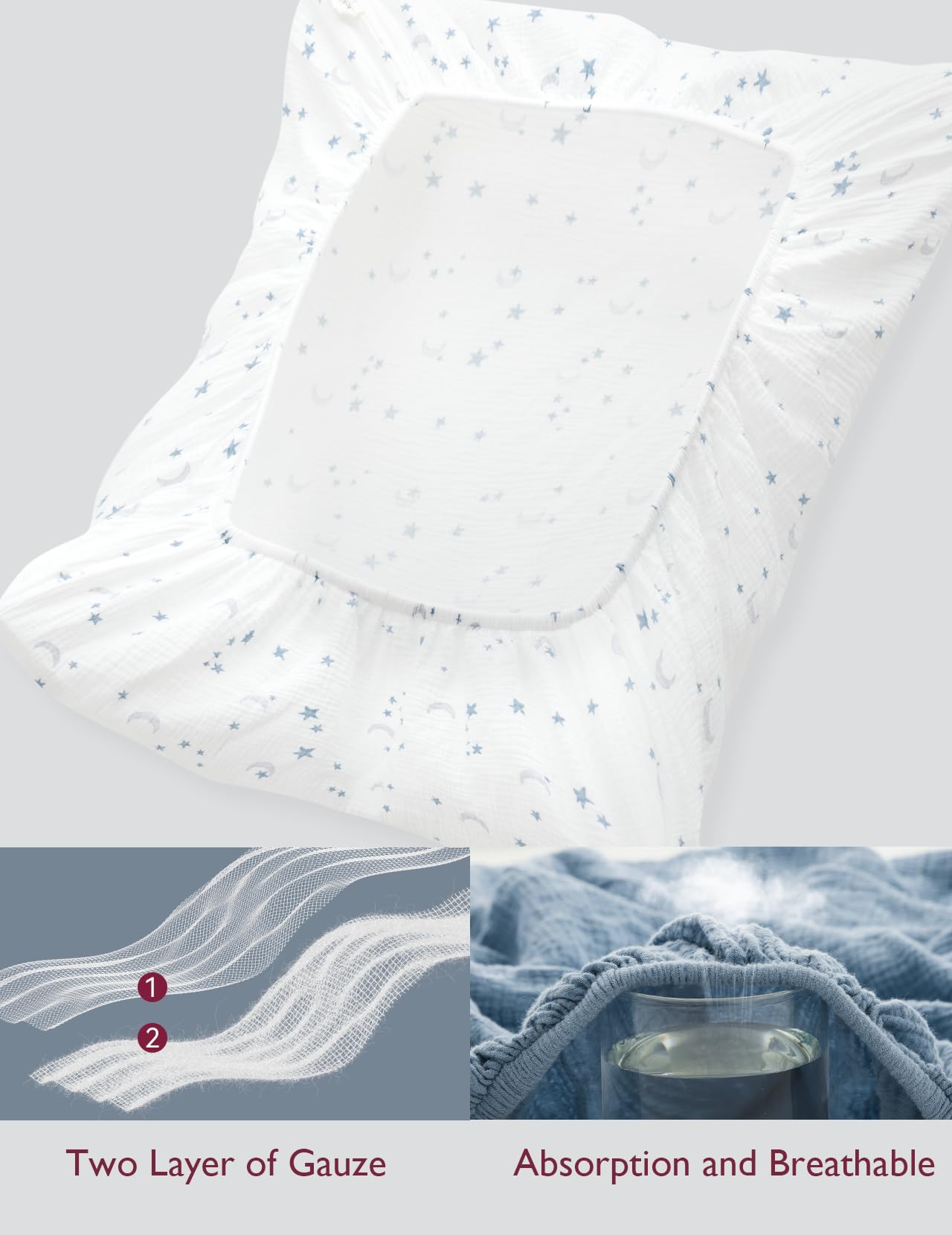 Foto 6 pulgar | Sábanas para Cuna Momcozy 2 Unidades Azules - Venta Internacional