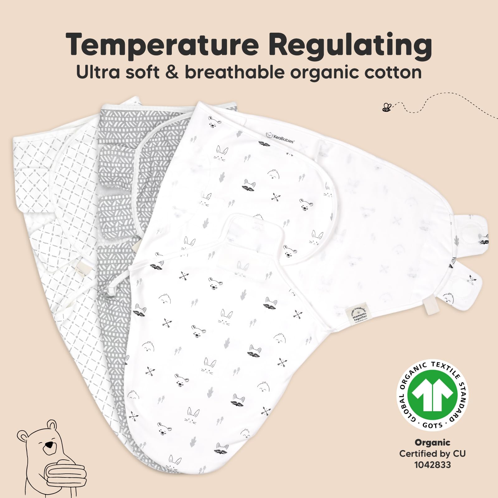 Foto 5 pulgar | Sacos De Dormir Para Bebés Keababies De 0 A 3 Meses, Paquete De 3, Orgánicos - Venta Internacional.