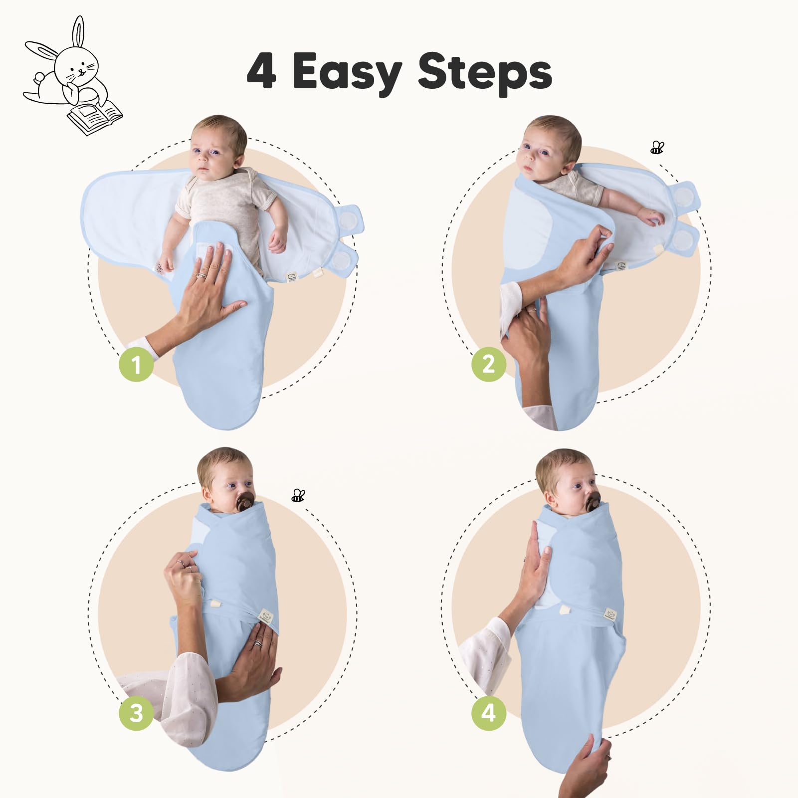 Foto 4 pulgar | Sacos de Dormir para Bebé Swaddle Keababies Orgánicos de 0 a 3 Meses Paquete de 3 - Venta Internacional