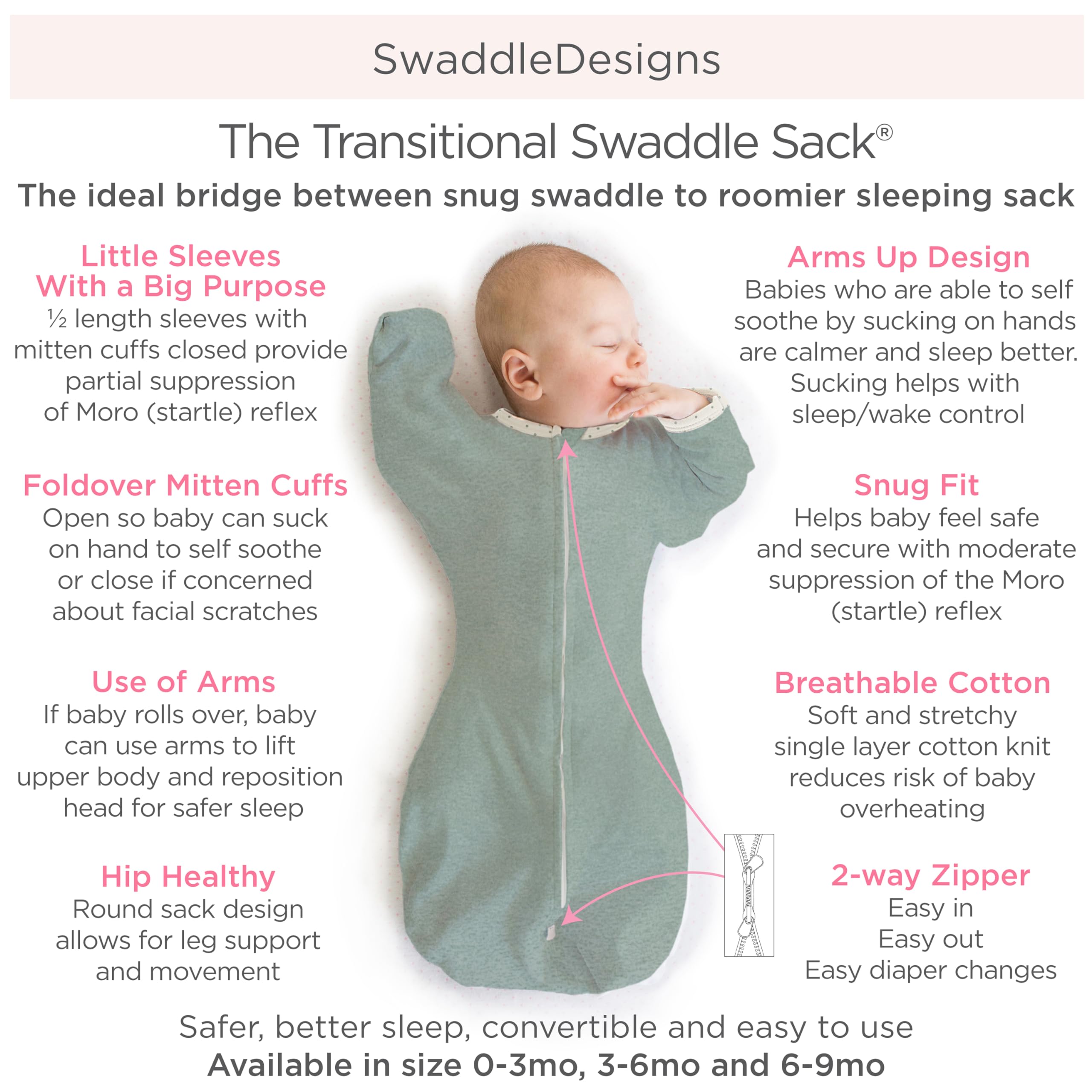 Foto 2 | Saco De Pañales De Transición Swaddledesigns Para Niños De 3 A 6 Meses - Venta Internacional.