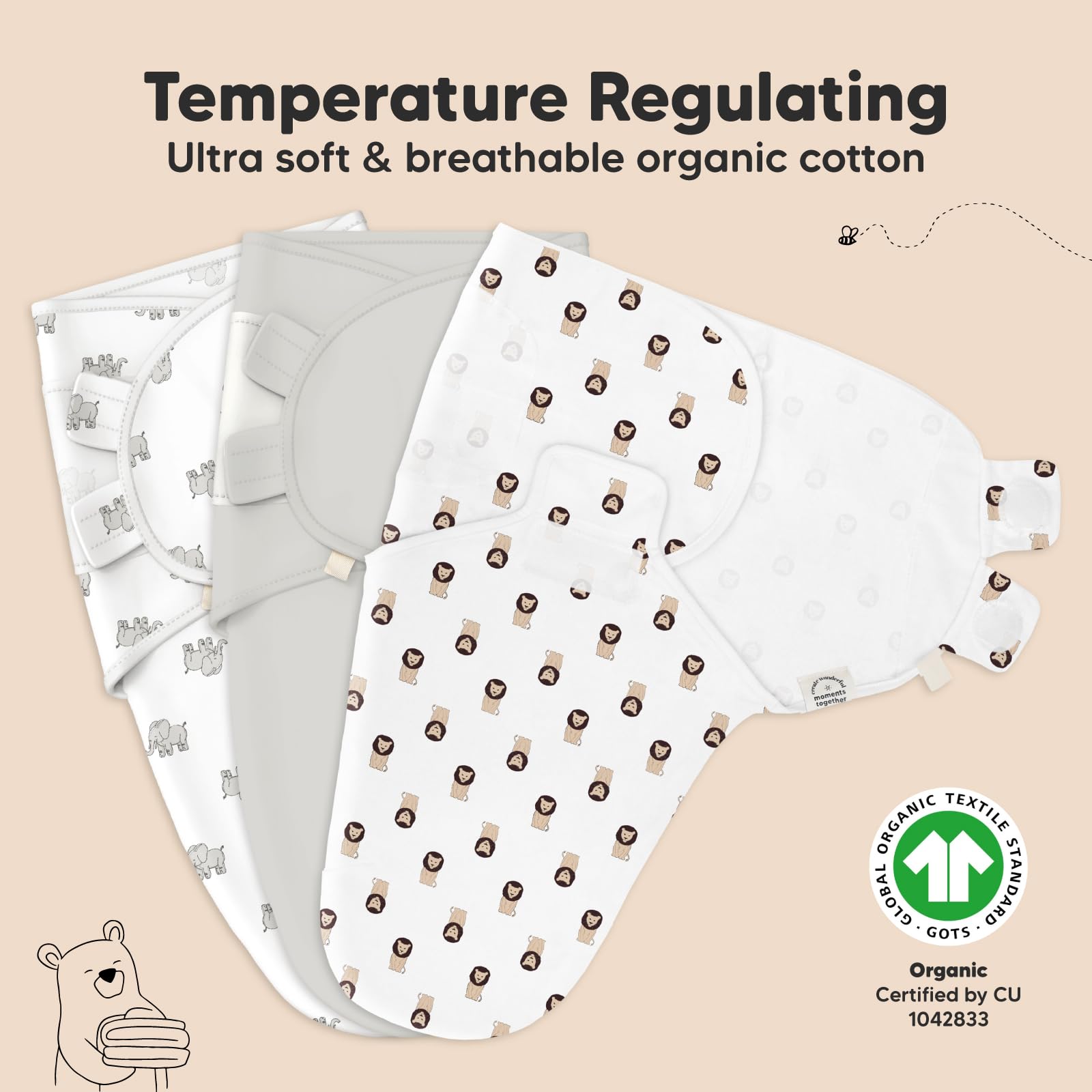 Foto 5 pulgar | Sacos De Dormir Para Bebés Swaddle, Paquete De 3, Keababies, Orgánicos, De 0 A 3 Meses - Venta Internacional.