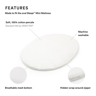 Foto 2 | Sábana Bajera Ajustable Stokke Sleepi Mini Blanca, 100% Algodón Percal - Venta Internacional.