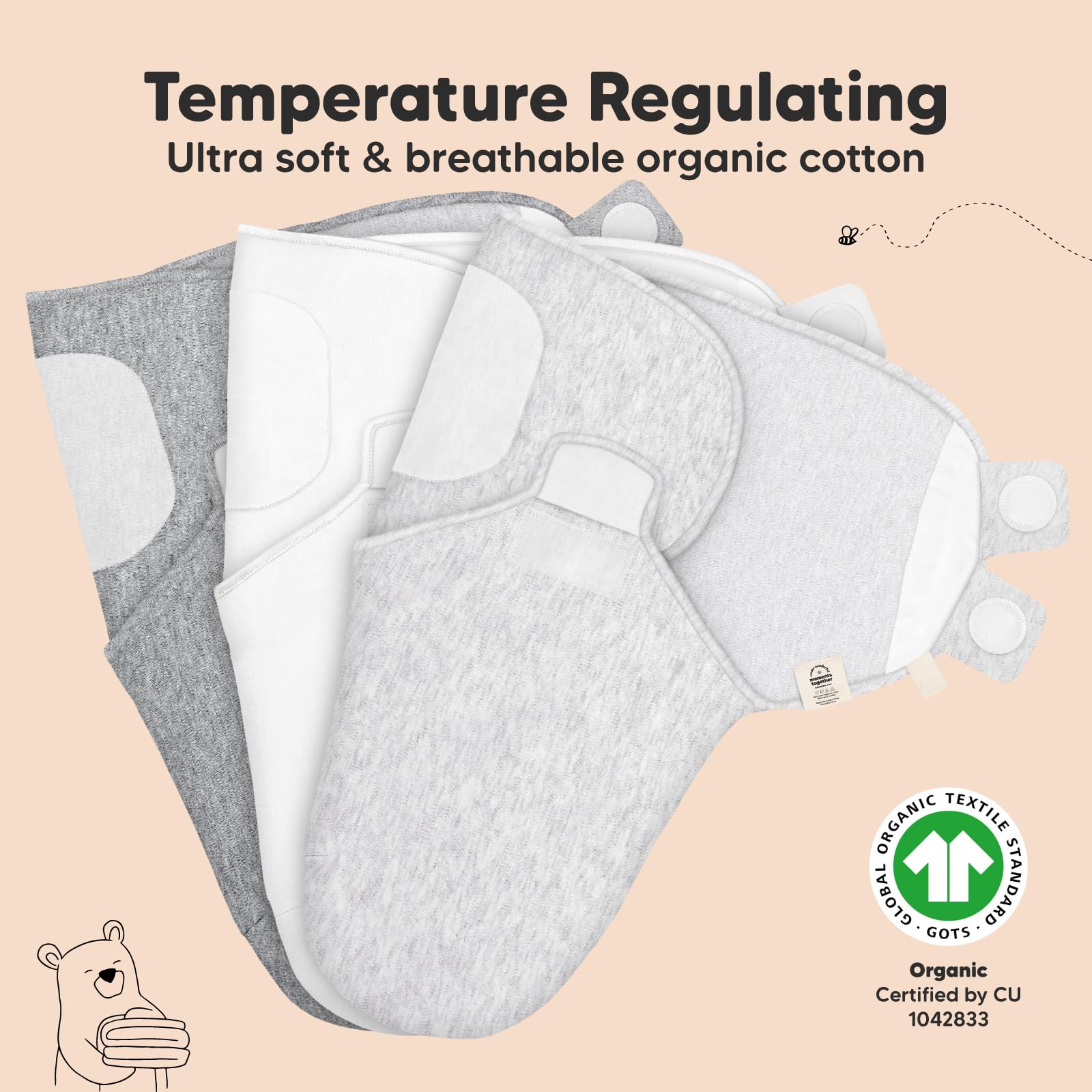 Foto 5 pulgar | Mantas para Bebés Keababies 0 A 3 Meses 3 Piezas - Venta Internacional