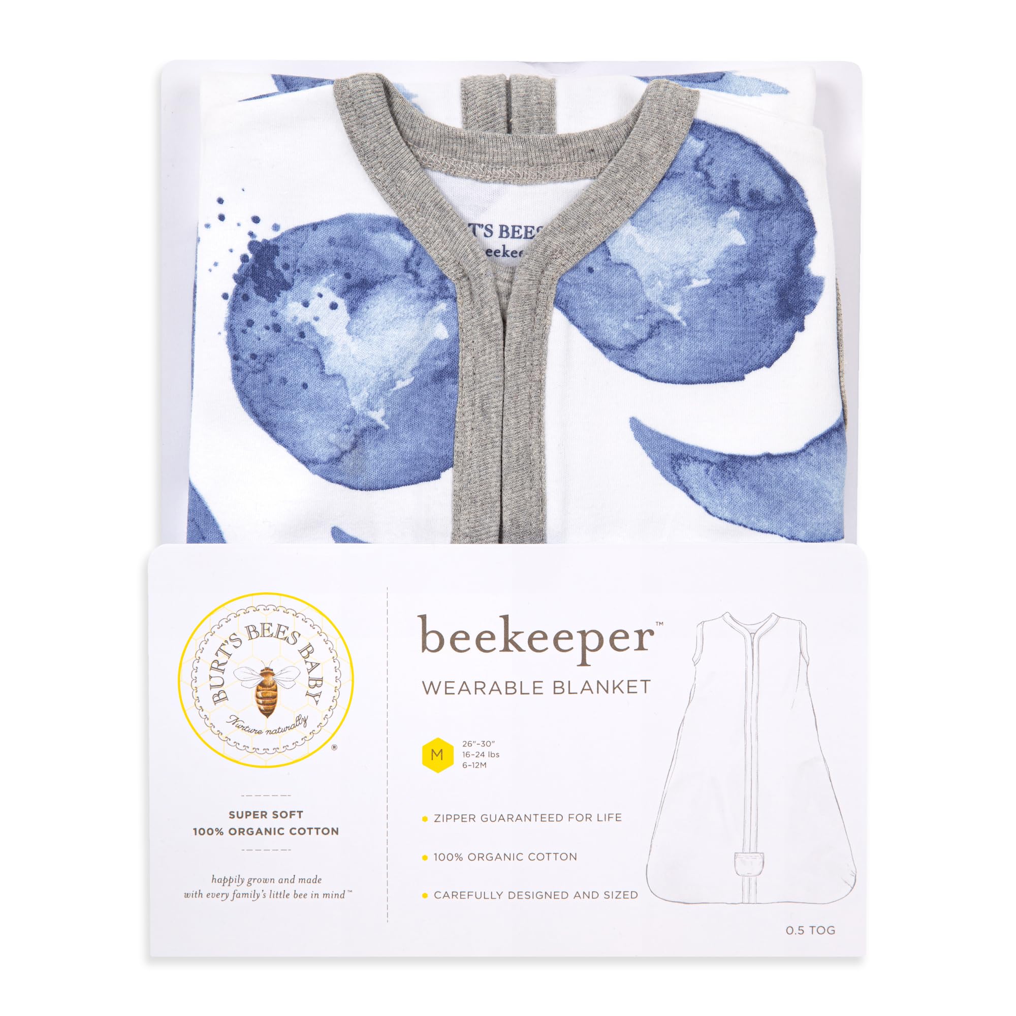 Foto 7 | Manta Burt's Bees Baby Beekeeper Azul Algodón Orgánico - Venta Internacional