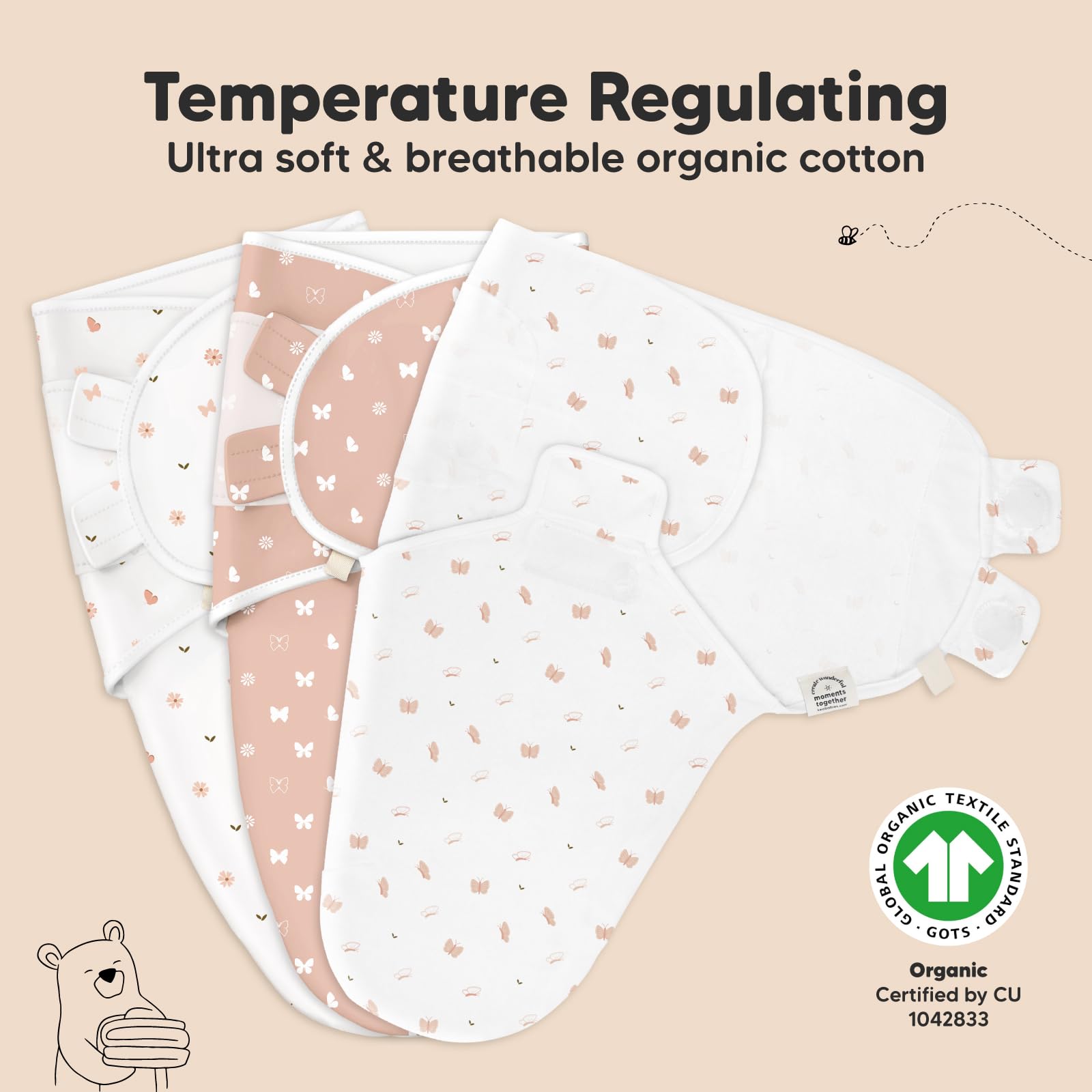 Foto 5 pulgar | Sacos de Dormir para Bebés Swaddle Keababies Orgánicos de 0 a 3 Meses Paquete de 3 - Venta Internacional