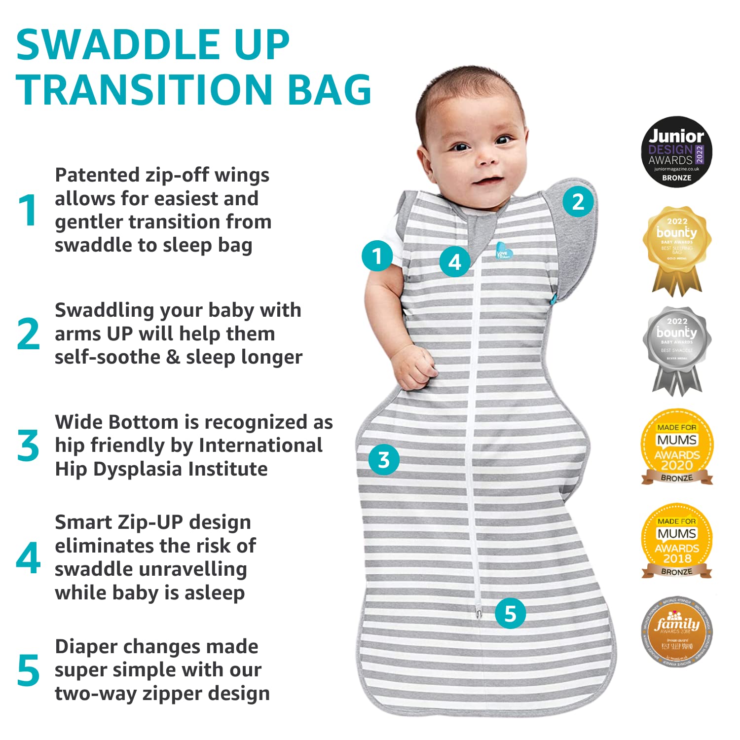 Foto 6 pulgar | Bolsa de Transición Swaddle Love To Dream Swaddle Up Gris - Venta Internacional