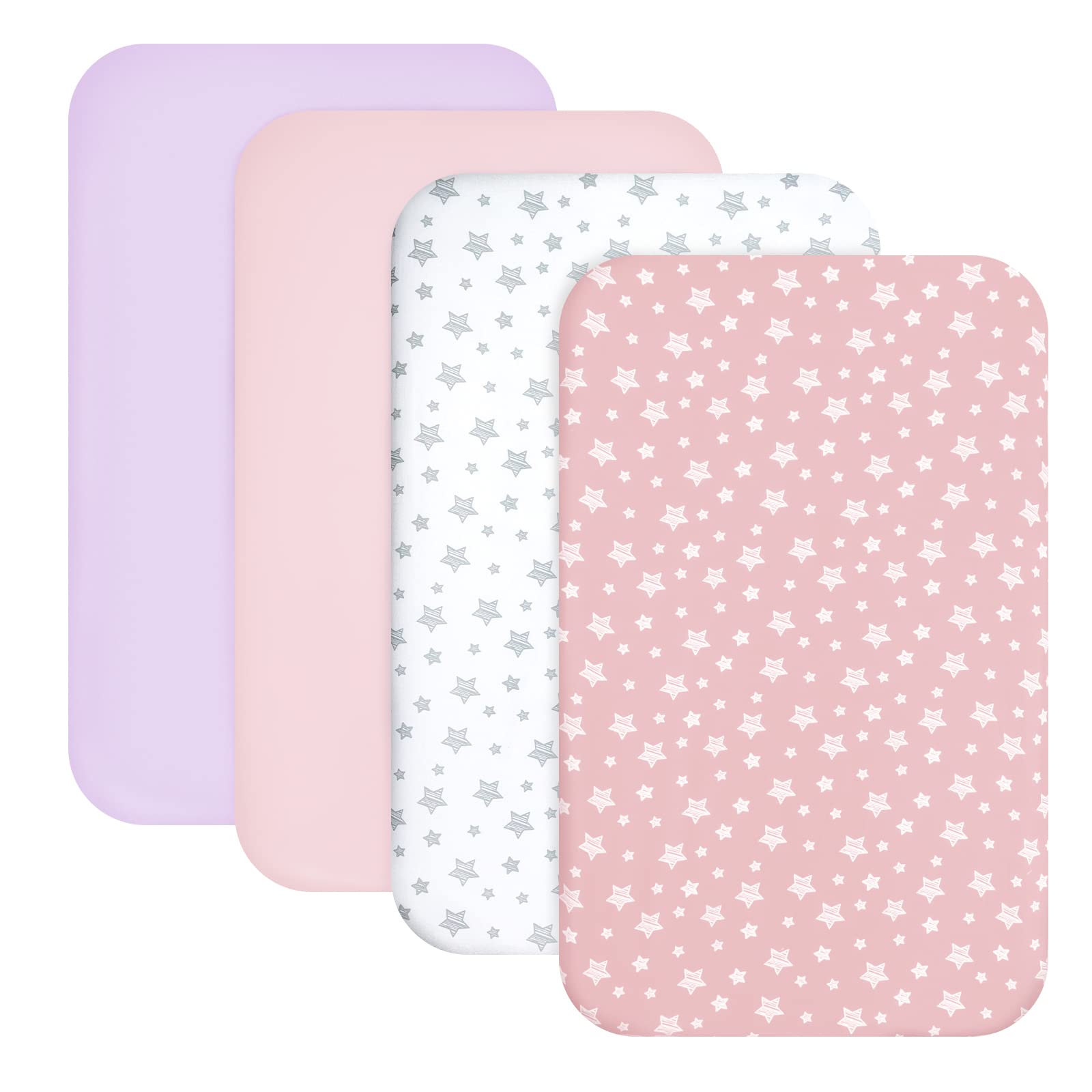 Foto 1 | Minisábanas Ajustables Para Cuna Moonsea, Paquete De 4, Para Niñas, Color Rosa - Venta Internacional.