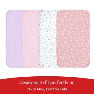 Foto 2 | Minisábanas Ajustables Para Cuna Moonsea, Paquete De 4, Para Niñas, Color Rosa - Venta Internacional.