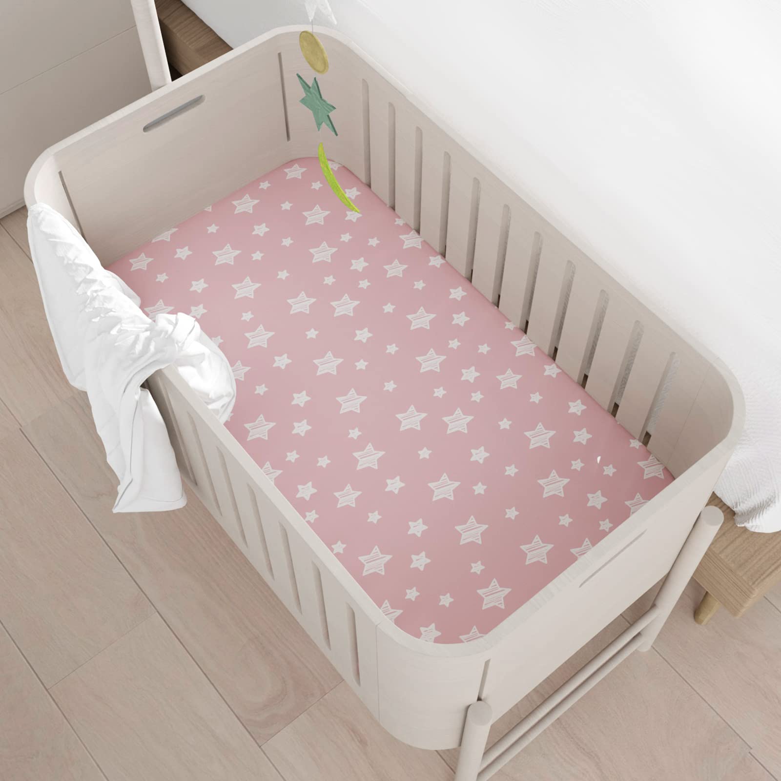 Foto 6 | Minisábanas Ajustables Para Cuna Moonsea, Paquete De 4, Para Niñas, Color Rosa - Venta Internacional.