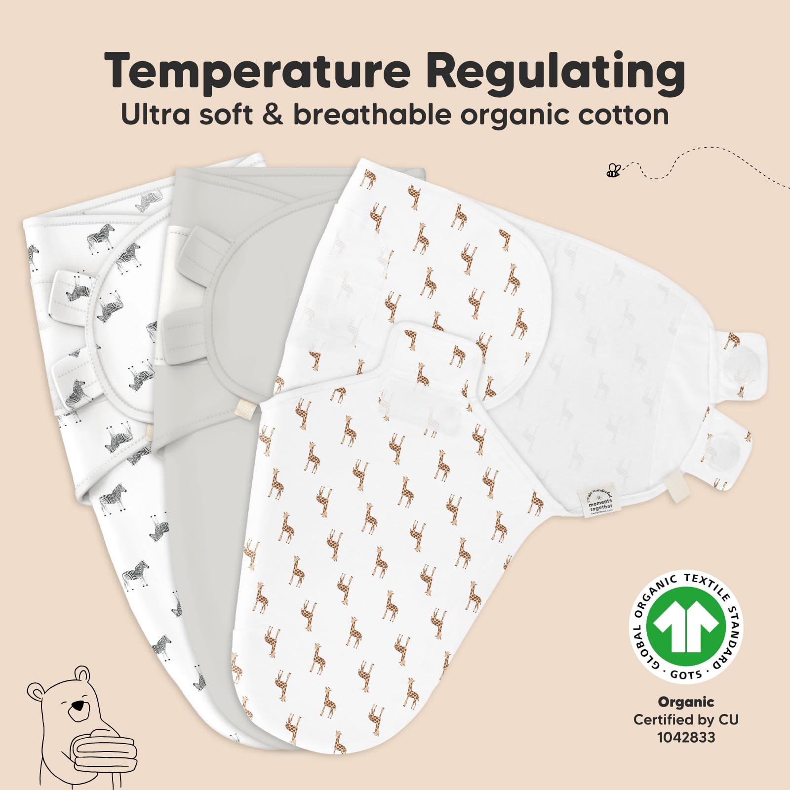 Foto 5 pulgar | Sacos De Dormir Para Bebés Swaddle, Paquete De 3, Keababies, Orgánicos, De 0 A 3 Meses - Venta Internacional.