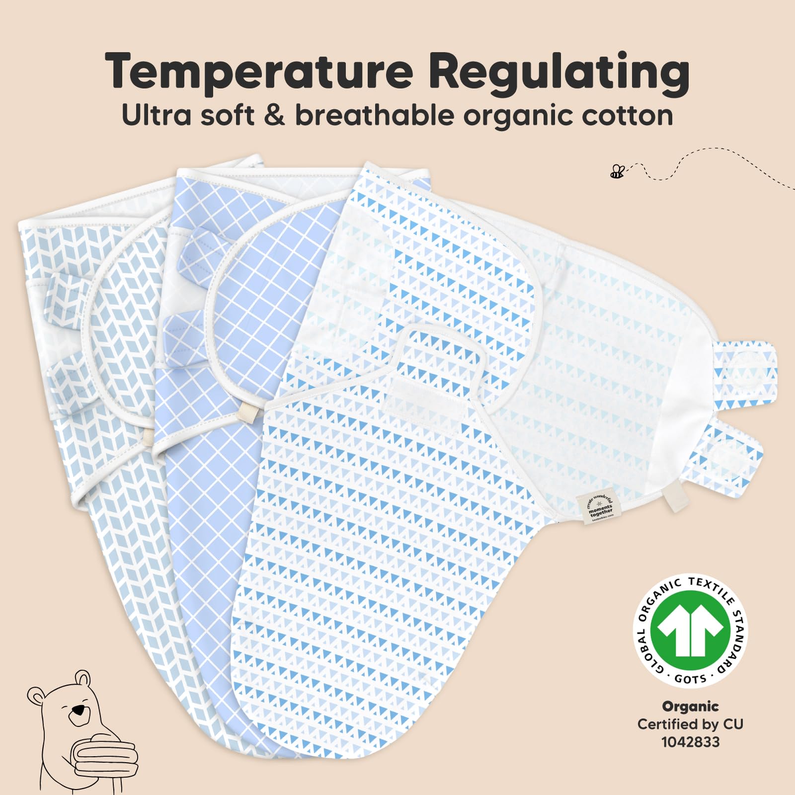 Foto 4 | Sacos De Dormir Para Bebés Swaddle, Paquete De 3, Keababies, Orgánicos, De 0 A 3 Meses - Venta Internacional.