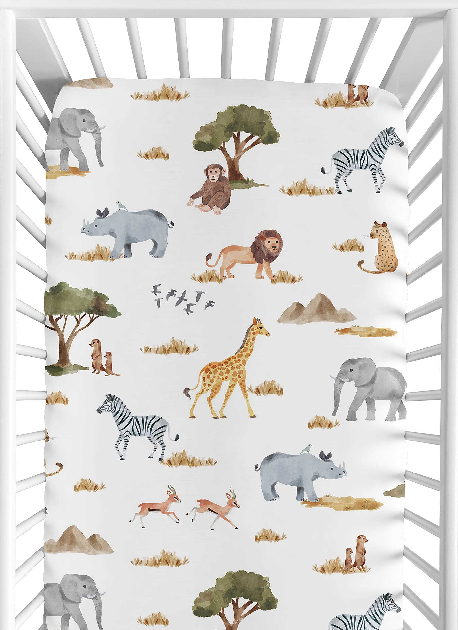 Sábana Para Cuna Sweet Jojo Designs Jungle Animals Multicolor - Venta Internacional.