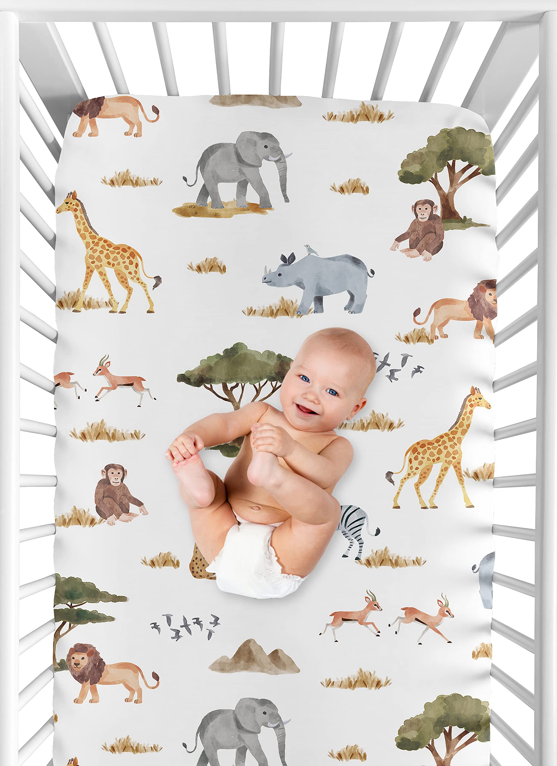 Foto 5 pulgar | Sábana Para Cuna Sweet Jojo Designs Jungle Animals Multicolor - Venta Internacional.