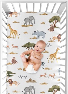Foto 4 | Sábana Para Cuna Sweet Jojo Designs Jungle Animals Multicolor - Venta Internacional.