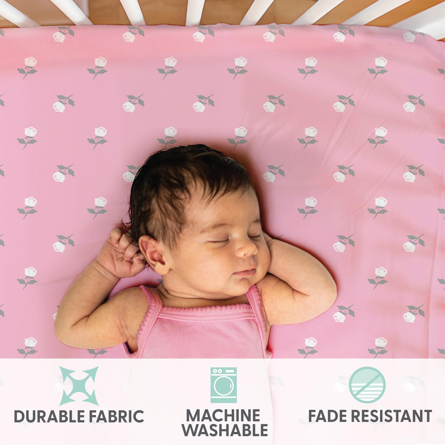 Foto 4 pulgar | Juego De Sábanas Para Cuna The Peanutshell Super Soft Baby Girl Pink - Venta Internacional.