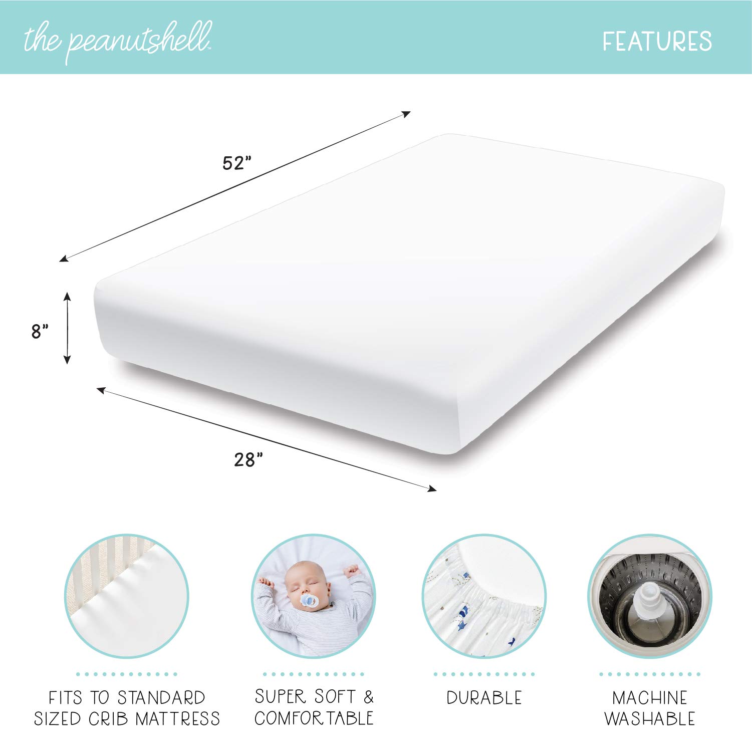 Foto 6 | Juego De Sábanas Para Cuna The Peanutshell Super Soft Baby Girl Pink - Venta Internacional.