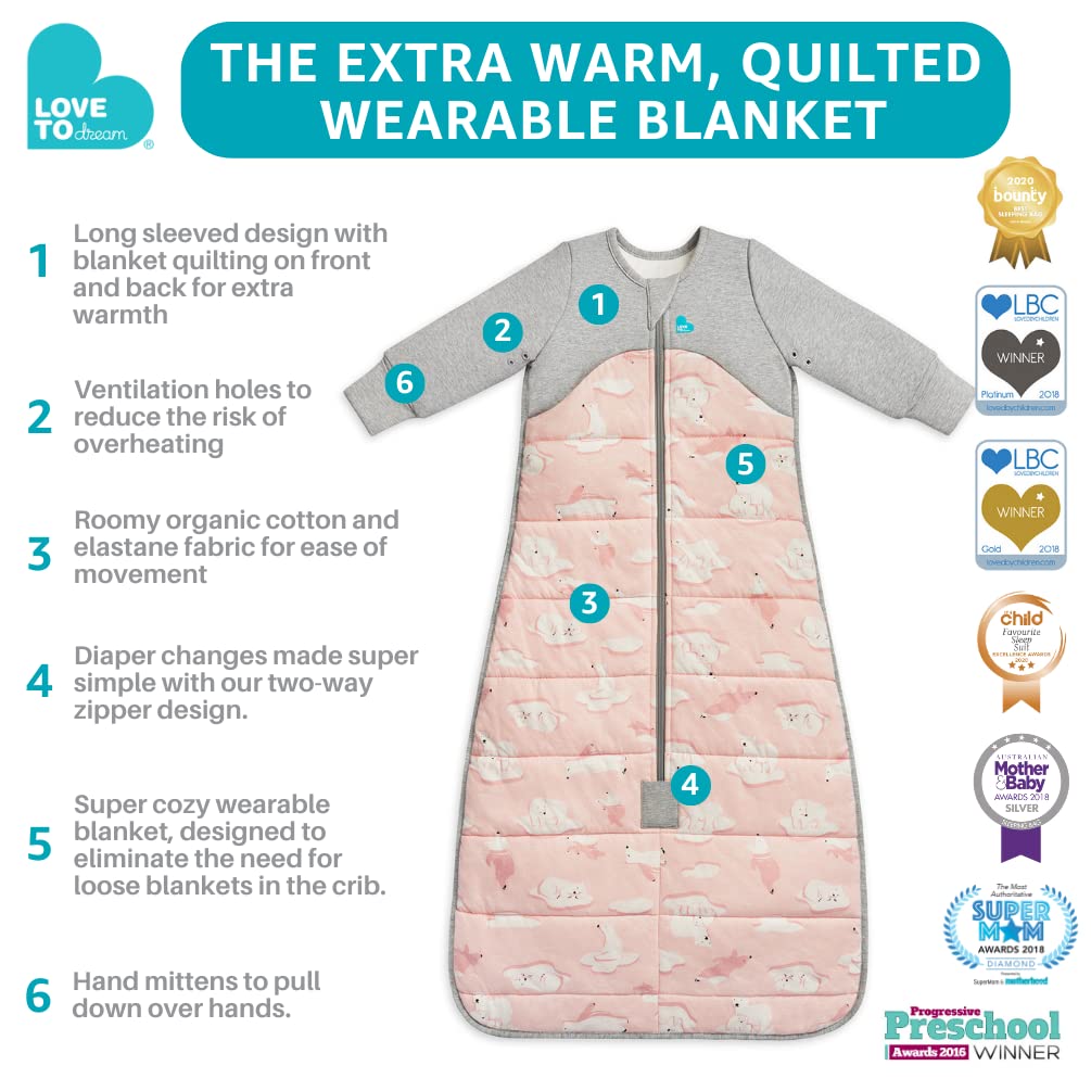 Foto 4 pulgar | Saco de Dormir Rosa para Bebé Love To Dream Extra Cálido 3,5 Tog 6 a 18 M - Venta Internacional