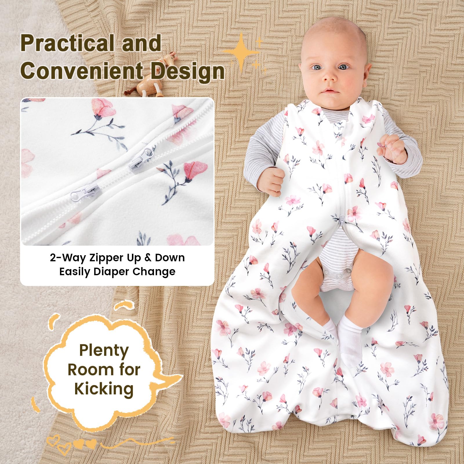 Foto 6 pulgar | Manta Portátil Phf Suave Micropolar de 6 a 12 Meses Estampado Floral para Bebés - Venta Internacional