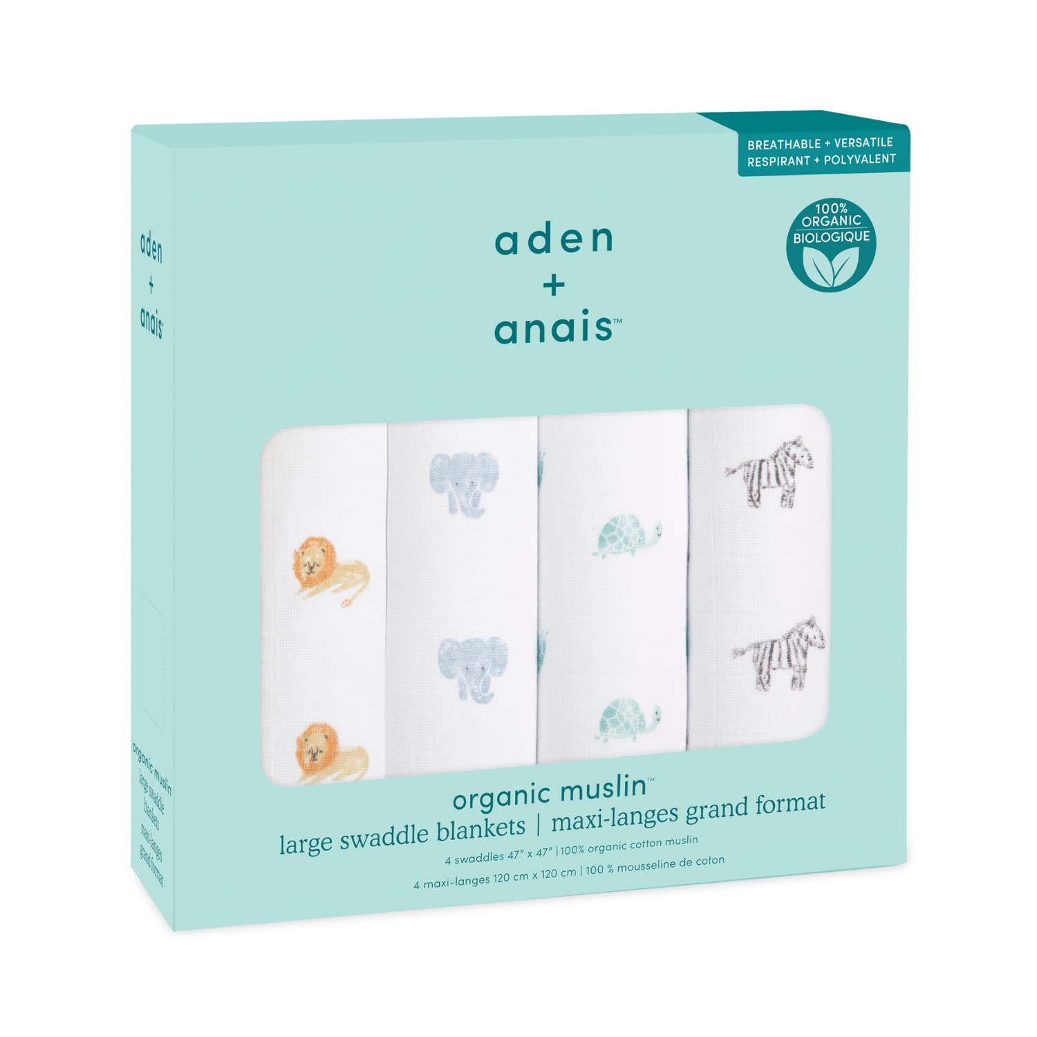 Foto 4 pulgar | Manta Swaddle Laden + Anais 100% Algodón Orgánico Muselina 4 Piezas - Venta Internacional