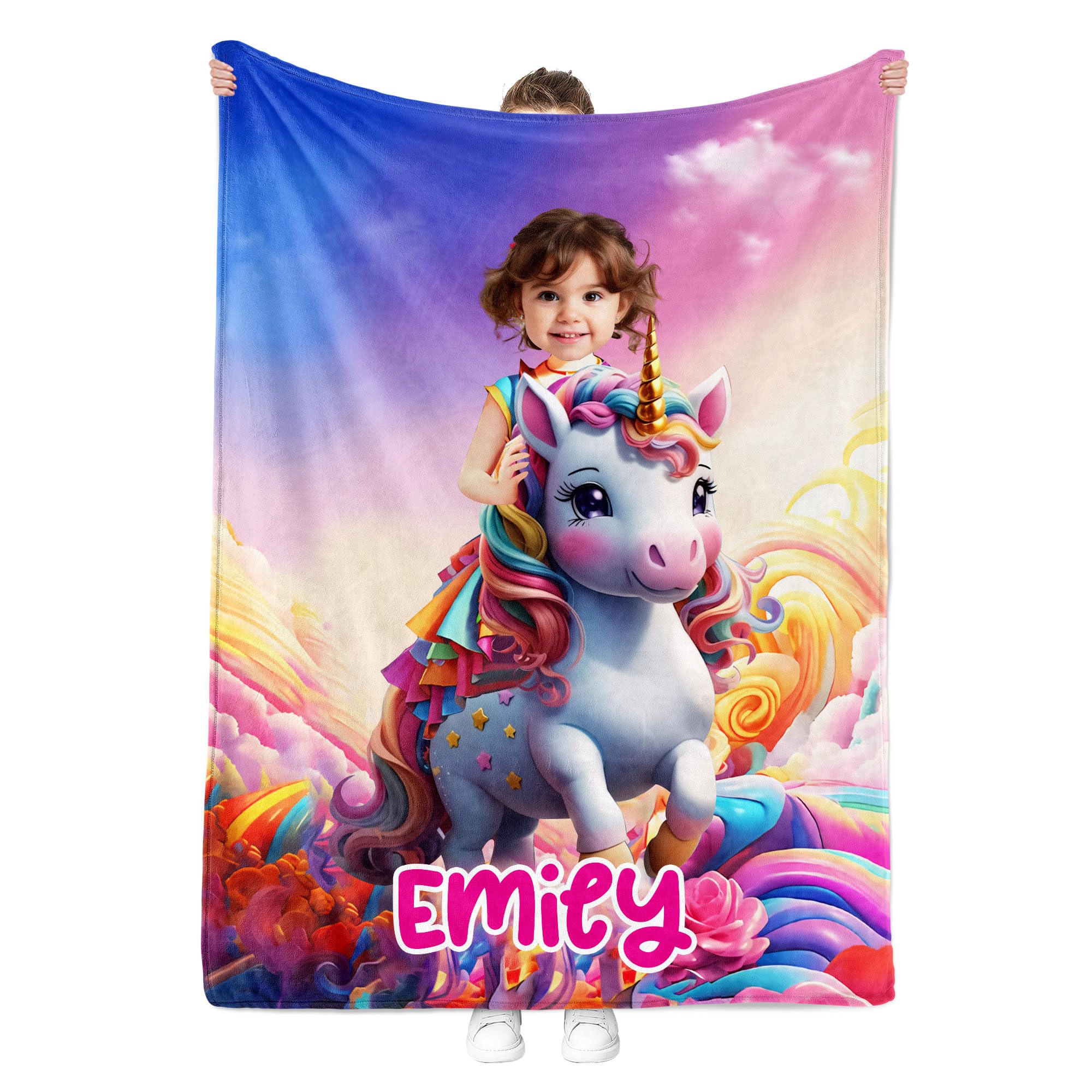 Foto 3 | Manta De Bebé Personalizada Con Diseño De Princesa Unicornio Rosa Con Nombre - Venta Internacional.