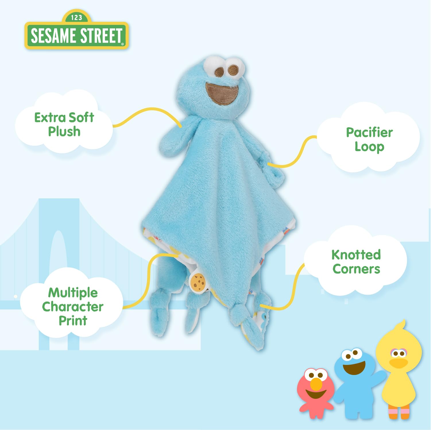 Foto 4 pulgar | Blanky Kids Preferred Sesame Street Cookie Monster Para Bebés - Venta Internacional.