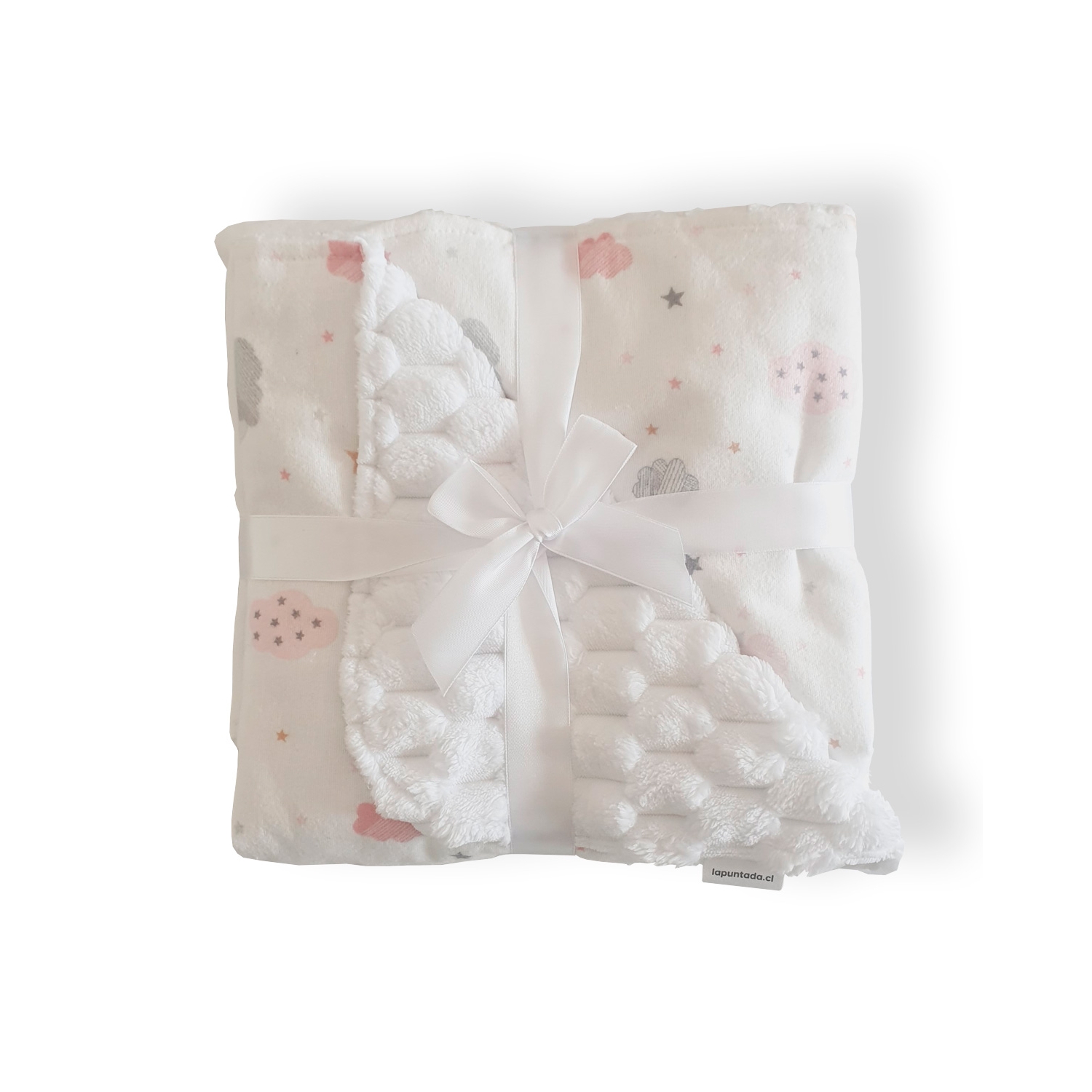 Manta Suave Para Bebé De Doble Capa Con Nubes Rosas - Venta Internacional.