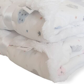 Foto 3 | Manta Suave Para Bebé De Doble Capa Con Nubes Rosas - Venta Internacional.