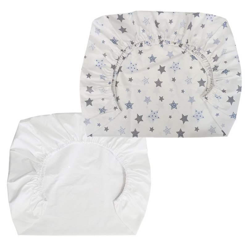 Foto 2 pulgar | Pack De 2 Sábanas Para Pack & Play, Diseño De Estrellas Blancas Y Azules - Venta Internacional.