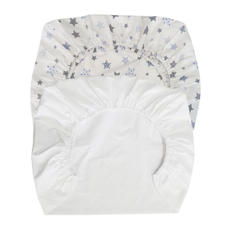Foto 4 pulgar | Pack De 2 Sábanas Para Pack & Play, Diseño De Estrellas Blancas Y Azules - Venta Internacional.