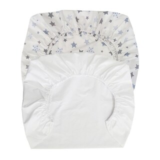 Foto 3 | Pack De 2 Sábanas Para Pack & Play, Diseño De Estrellas Blancas Y Azules - Venta Internacional.