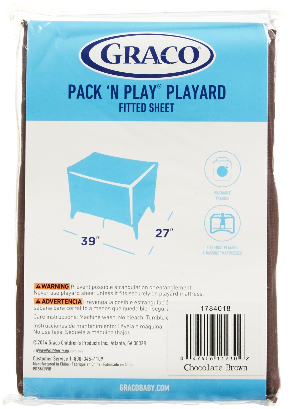 Foto 3 pulgar | Sábana Playard Graco Pack 'n Play, Color Marrón Chocolate, 27 X 39 Cm - Venta Internacional.